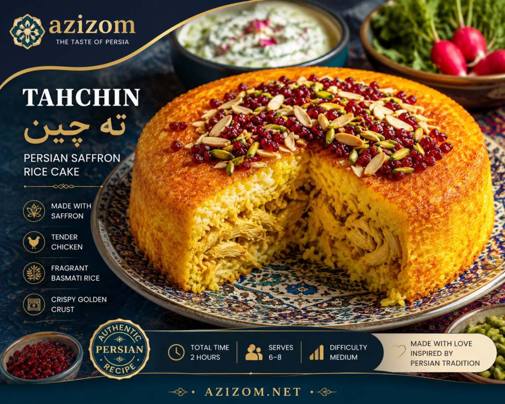 Authentic Tahchin, Persian Saffron Rice Cake with Chicken ته چین