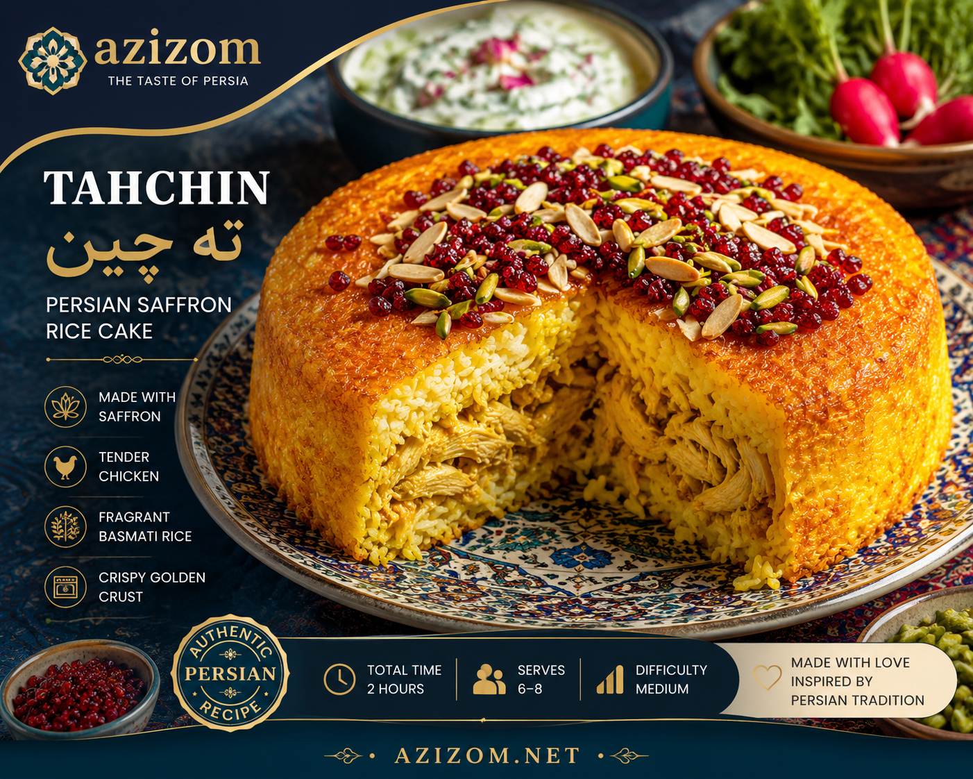 Authentic Tahchin, Persian Saffron Rice Cake with Chicken ته چین